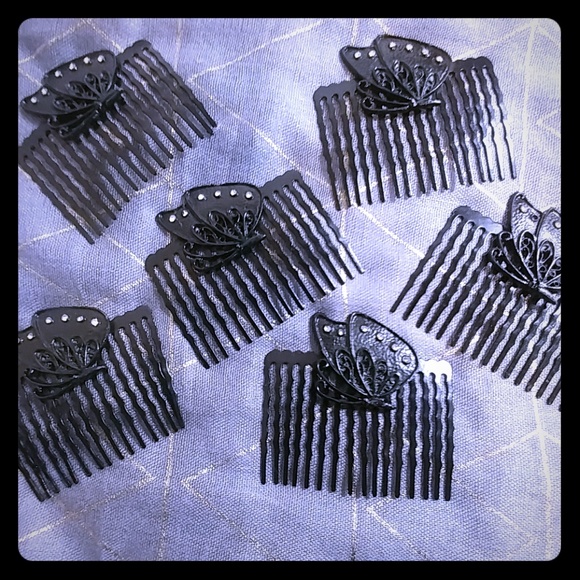 Accessories - 6 Black Butterfly Hair Combs